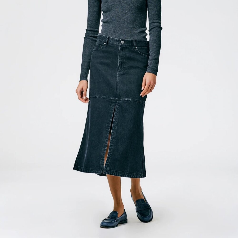 Tibi Black Denim Skirt (size 24 denim sizing) NWOT - Picture 1 of 8